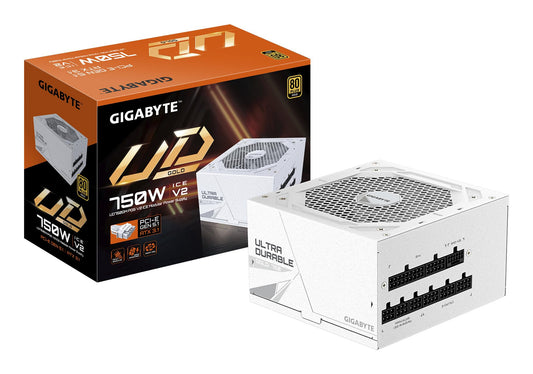 GIGABYTE UD750GM PG5 V2 Ice Sursă de alimentare – PCIe Gen 5.1, 80 Plus Gold, design complet modular, ventilator de 120 mm, compatibil ATX 3.1, conector EU - GP-UD750GM