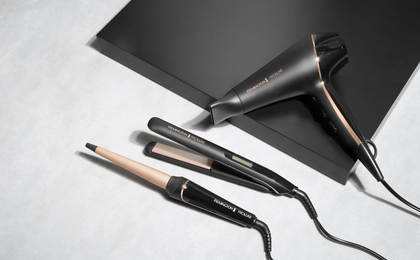 Remington curling iron large curls & natural waves [cone-shaped 25-38mm] PROluxe Midnight (OPTIheat technology, Pro+ setting for gentle styling, digital display, quick heating) CI91W1B