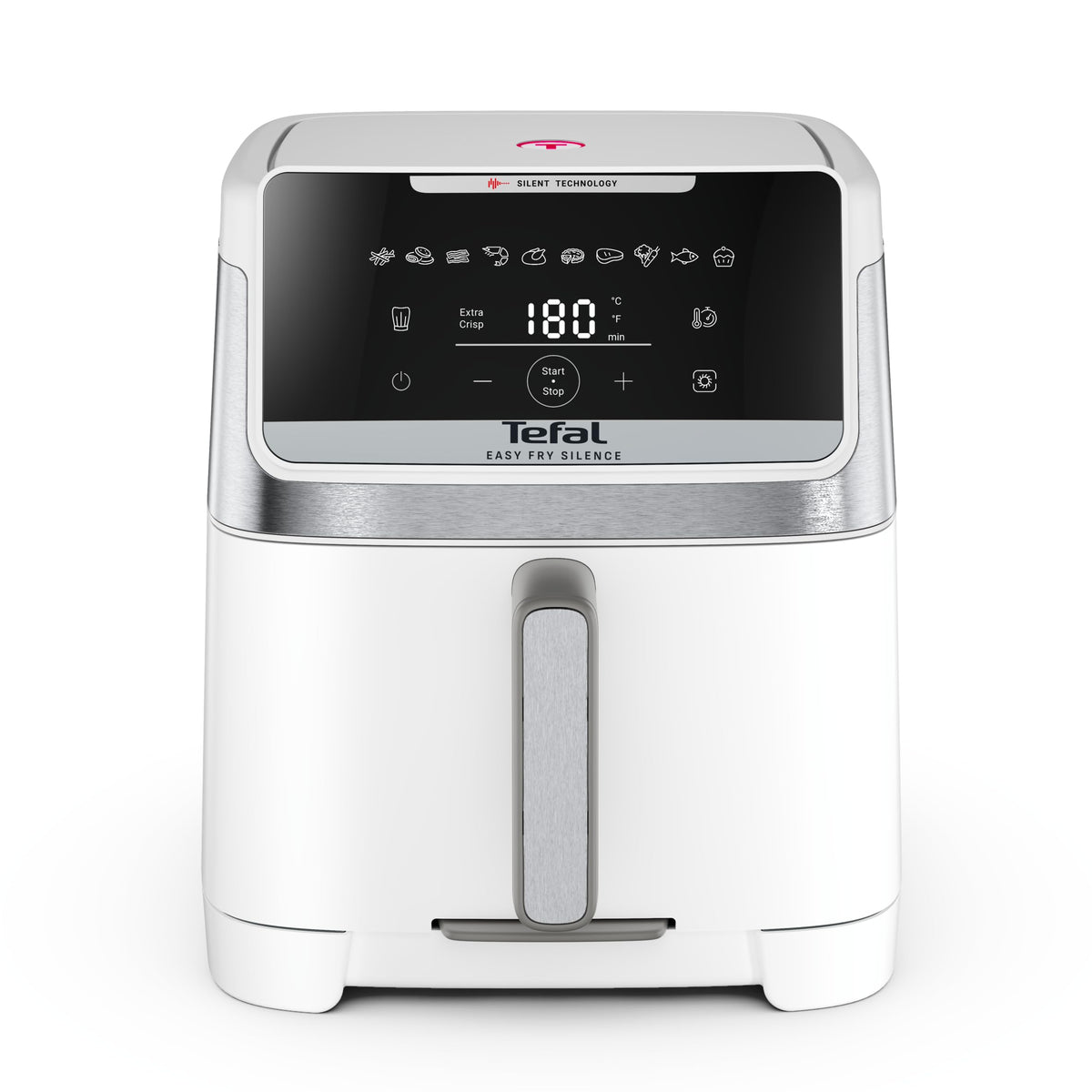 Tefal Easy Fry Silence Air Fryer, 7 L capacity, Silent technology, 10 preset programs, up to 8 servings, removable front element, white, EY8421E0