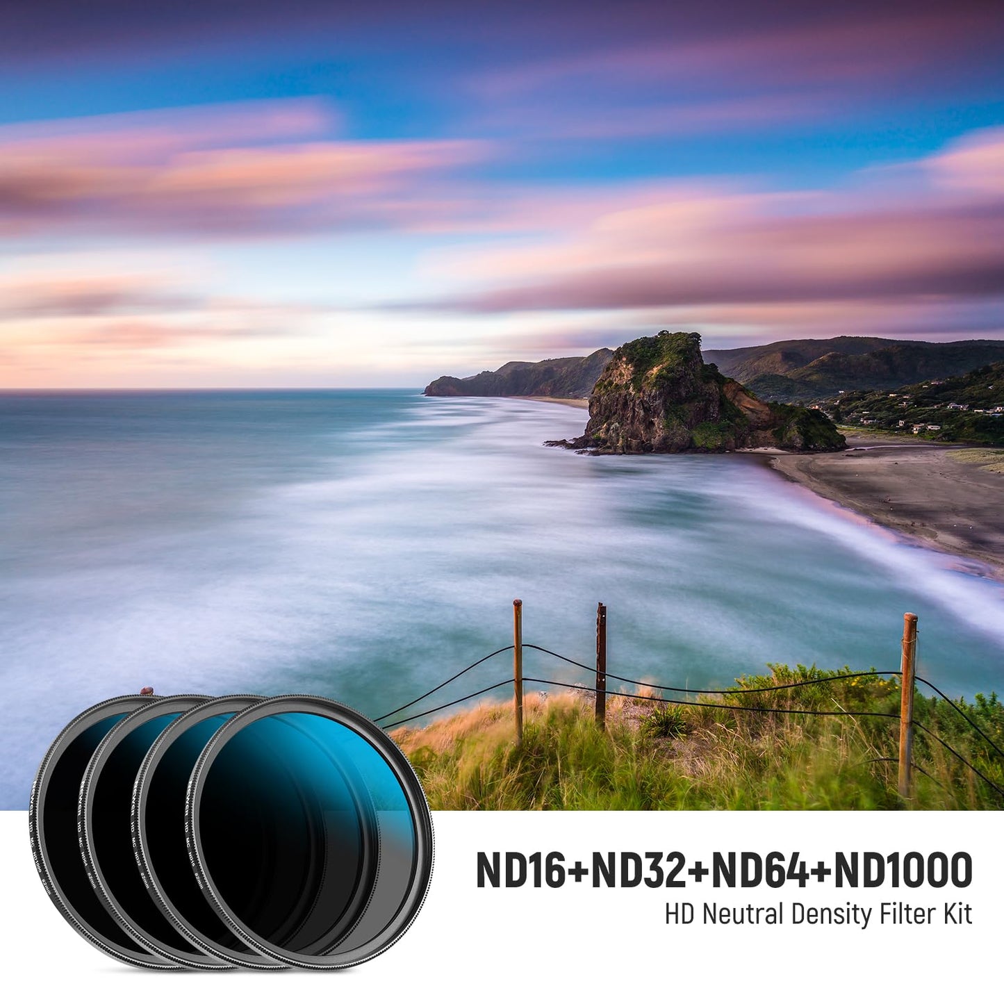 NEEWER 82 mm ND filter set, ND16/ND32/ND64/ND1000, lens cleaning pen, filter bag, HD filter accessory set, compatible with Canon Nikon Sony camera lens - NW