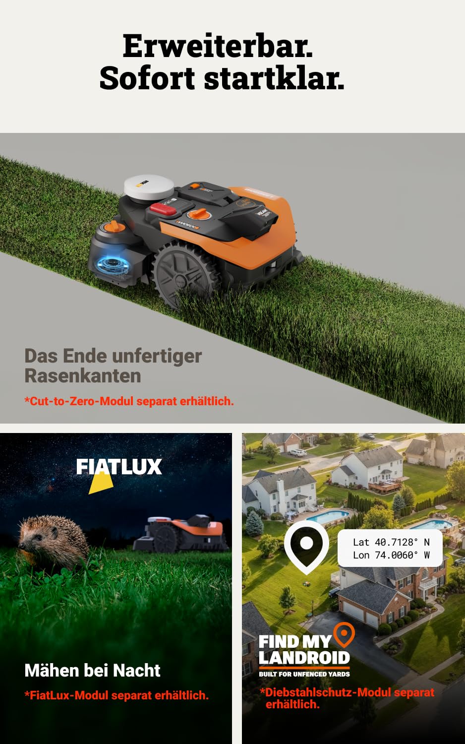 Worx Vision Cloud WR305E, robot de tăiere 2WD fără cablu de limitare, 500 m²
