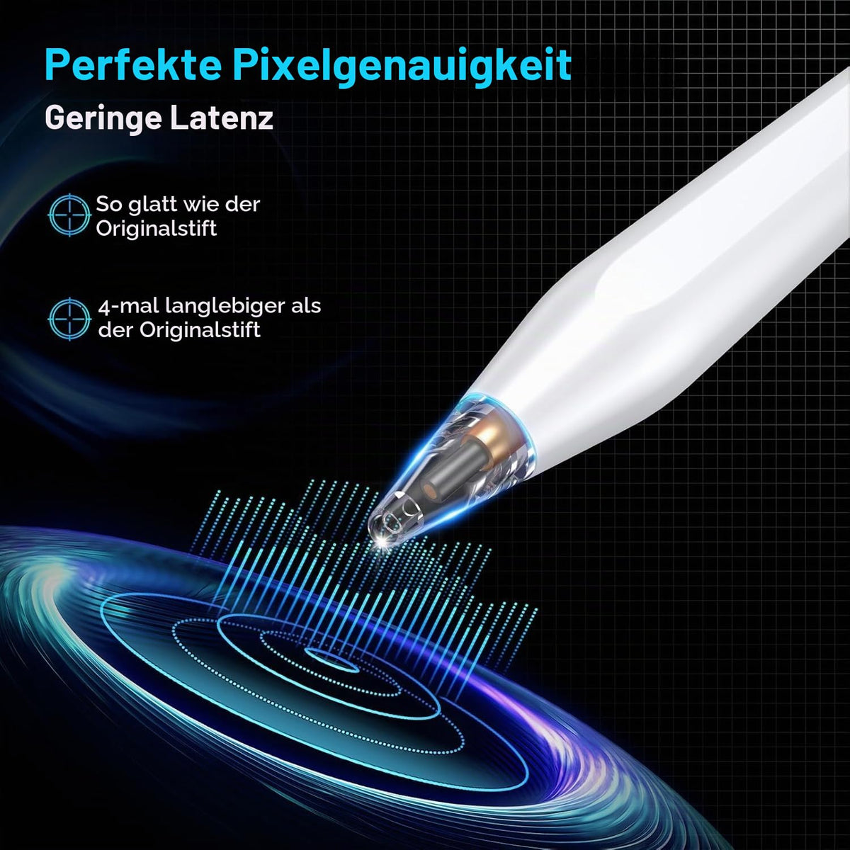 Variglas Stilou de introducere pentru iPad 2018-2026, 2 x încărcare rapidă, precizie pixel cu pixel, respingerea palmei, compatibil cu iPad 11(A16)/10/9/8/7/6, Pro M5/M4/13/12.9/11, Air 3/4/5/M2/M3/M4(2026), Mini 5/6/7 - V-ZG-Pen-01