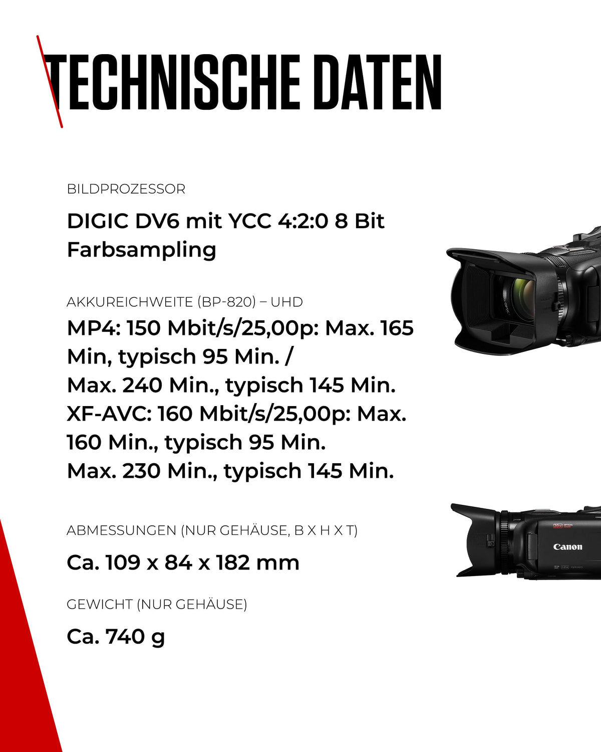 Canon XA60 Professional 4K Camcorder, 20x Optical Zoom, CMOS Sensor