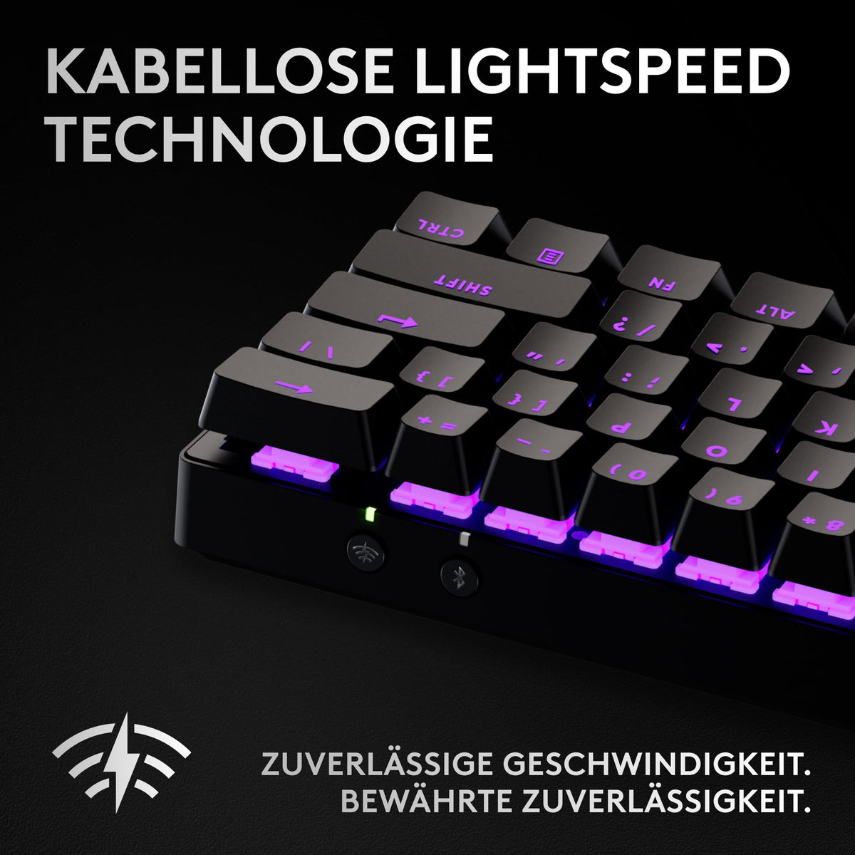 Logitech G PRO X 60 Lightspeed Wireless Gaming Keyboard, ultra-compact mechanical 60%-TKL keyboard, LIGHTSYNC RGB, Doubleshot PBT keycaps, optical tactile switches, Windows PC, QWERTZ DE - Black - 920-011905