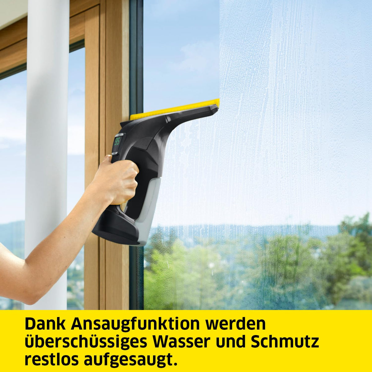 KÄRCHER Battery Window Vacuum WV 6 Plus Multi Black Edition, extra long battery life of 100 min, spray bottle with microfiber cover, 3 colored replacement squeegee blades, 20 ml window cleaner concentrate. - 1.633-514.0