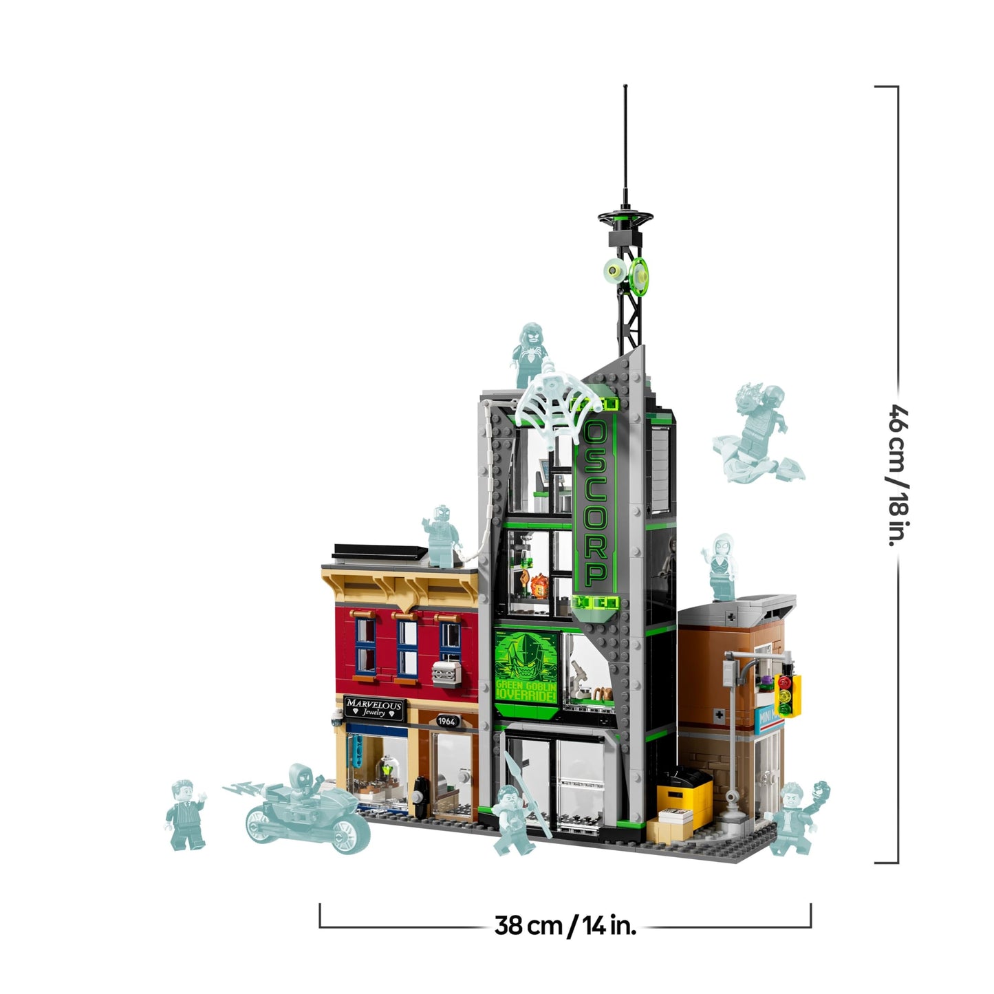 LEGO ǀ Marvel Spider-Man vs. Oscorp - collectible building set for children with 8 minifigures, including Spider-Woman, Miles Morales, Ghost Spider and Green Goblin - gift for ages 10 and up - 76324