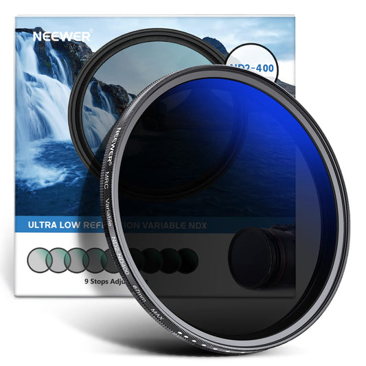 NEEWER 67mm Variable ND Filter ND2-ND400 (1-9 Stops), Gray Filter, Neutral Density Filter, Multiple Coatings, Waterproof and Scratch Resistant - NW