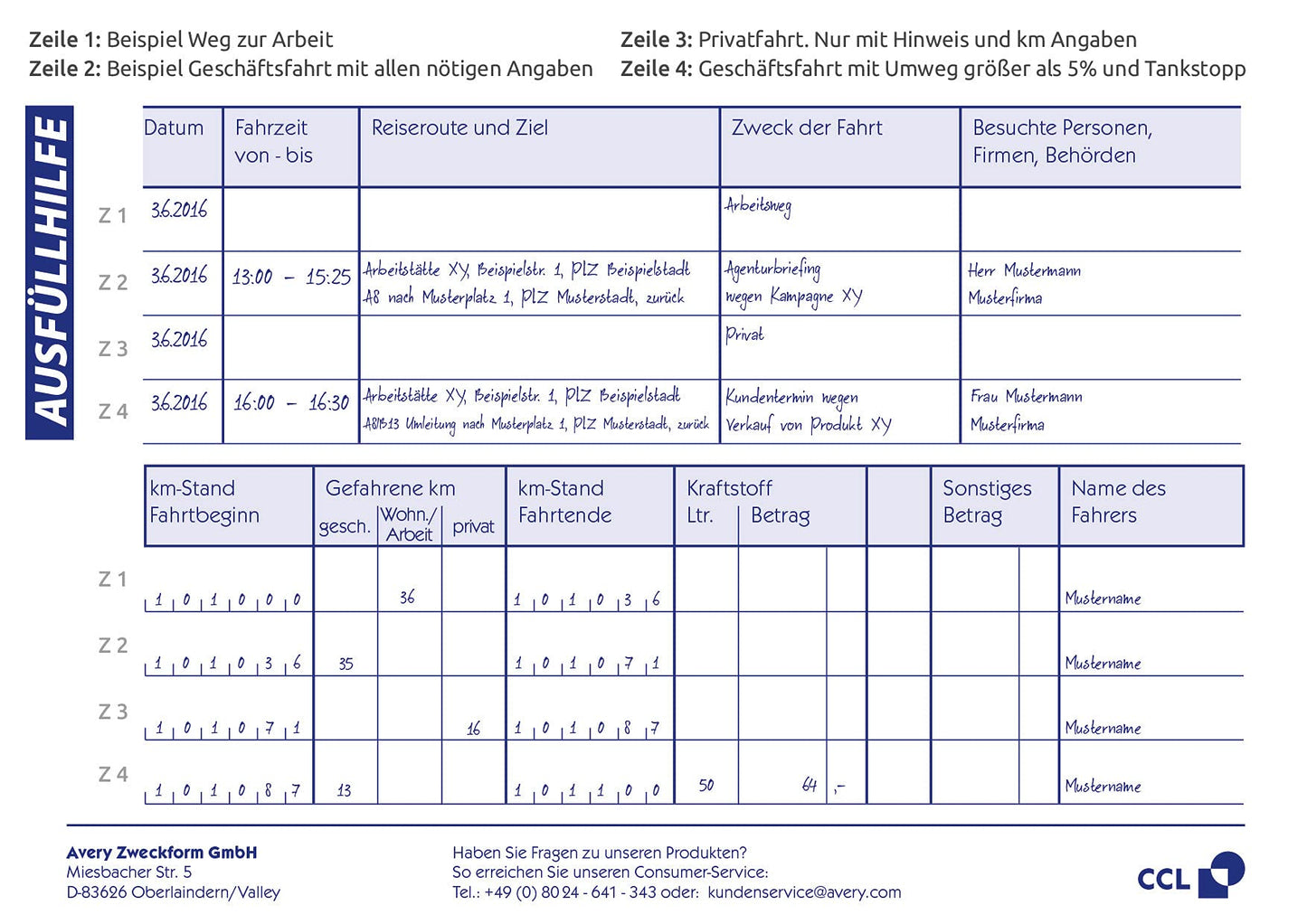 AVERY Zweckform 222-5 softcover car logbook (tax office recognized, DIN A6 landscape 148x105mm, 112 pages | 385 trips, Germany & Austria, delimitation of private/business trips) pack of 5