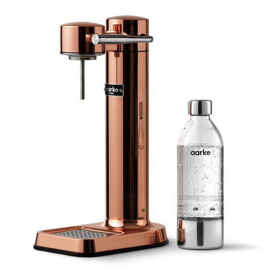 Aarke Carbonator 3, sparkling water maker made of stainless steel in a modern copper finish with BPA-free 1L PET bottle, sparkling water maker for tap water, compatible with 60L CO2 cylinders - AAC3-Copper
