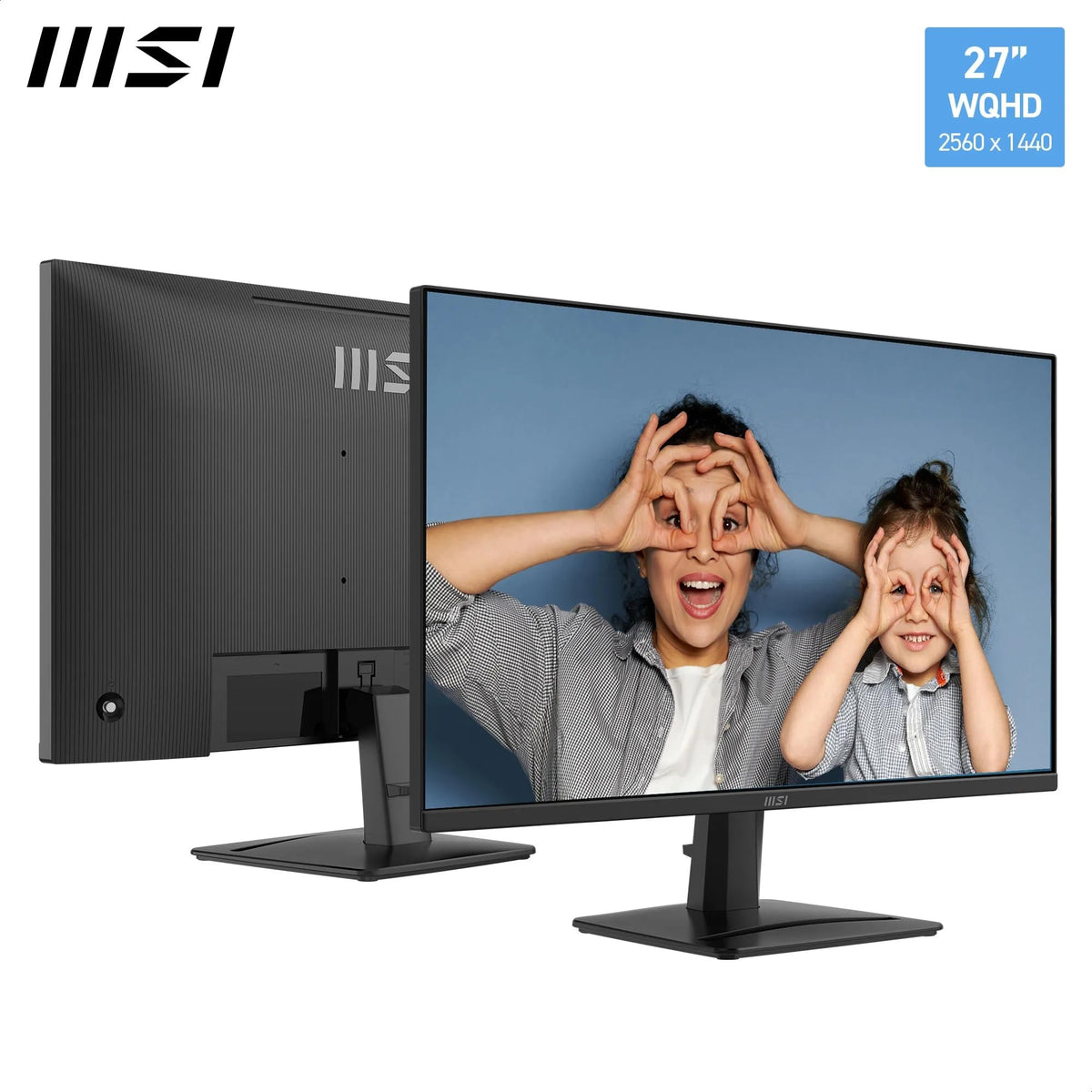 MSI PRO MP275QA E14 – 27″ WQHD IPS, 144 Hz, 1 ms, HDR & Adaptive-Sync. Cu Eye Care, difuzoare integrate, HDMI 2.0b, DP 1.2a, design fără margini, înclinat și compatibil VESA, de culoare neagră. - 4711377397247