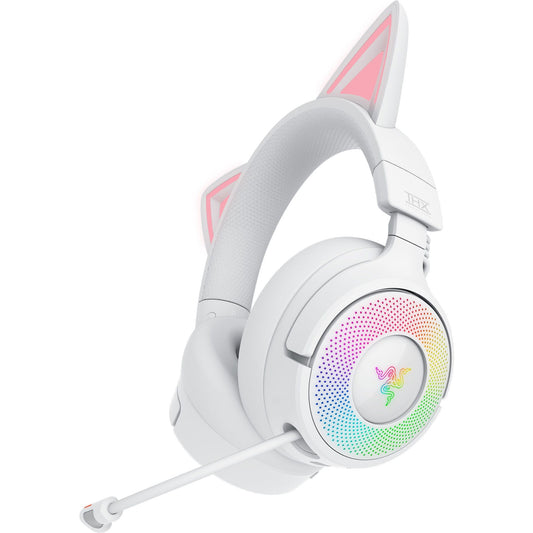 Razer Kraken Kitty V3 Pro - Wireless RGB Kitty Headset for Gaming - Reactive Streaming Cat Ears - Triforce 40mm Drivers - Hyperspeed Wireless & Bluetooth - THX Spatial Audio | White - RZ04-05170400-R3M1