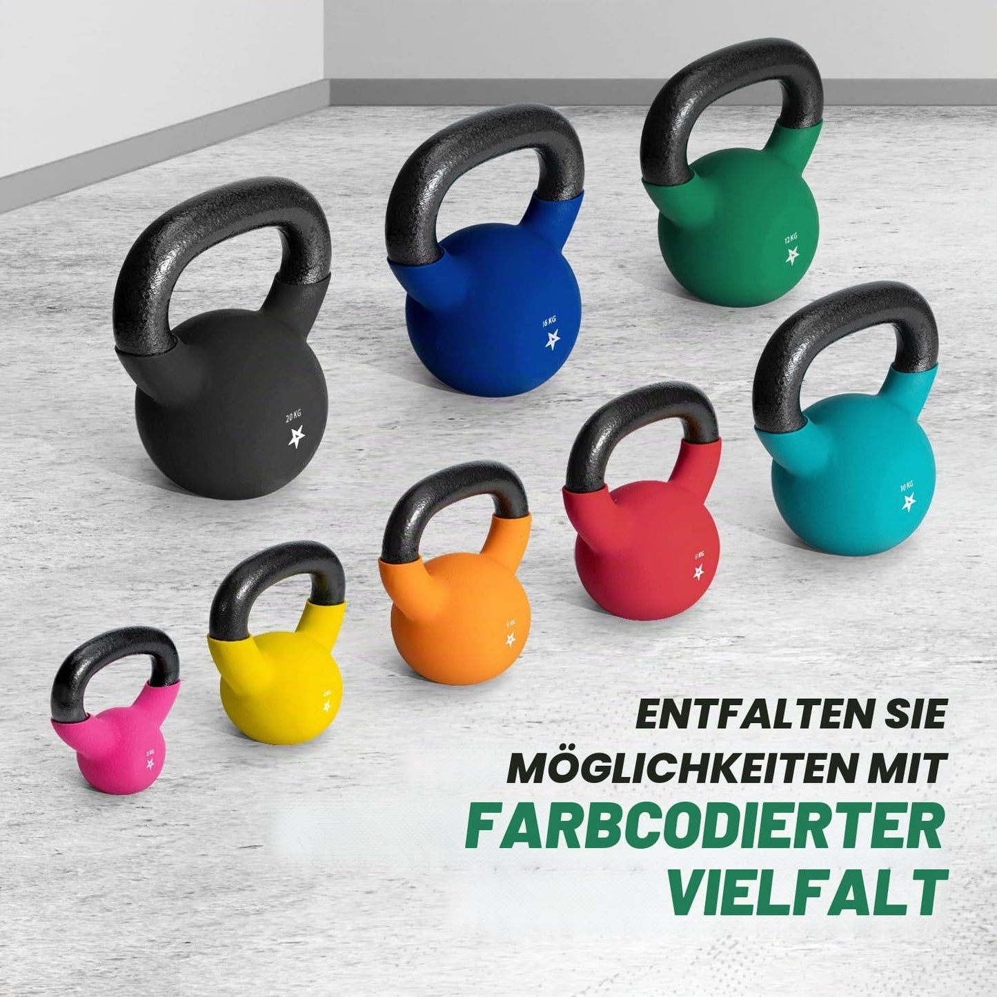 Yes4All BJCC Neoprene Coated Kettlebell, Strength Training Kettlebells - 12KG Dark Green