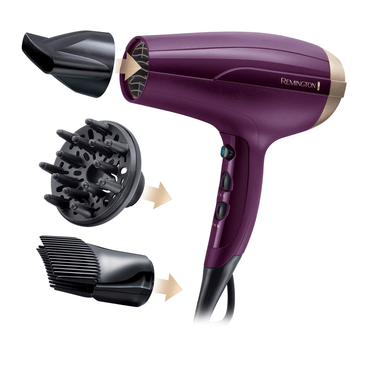 Remington Hair Dryer Ions Your Style, 2300 Watt, Purple, For More Volume