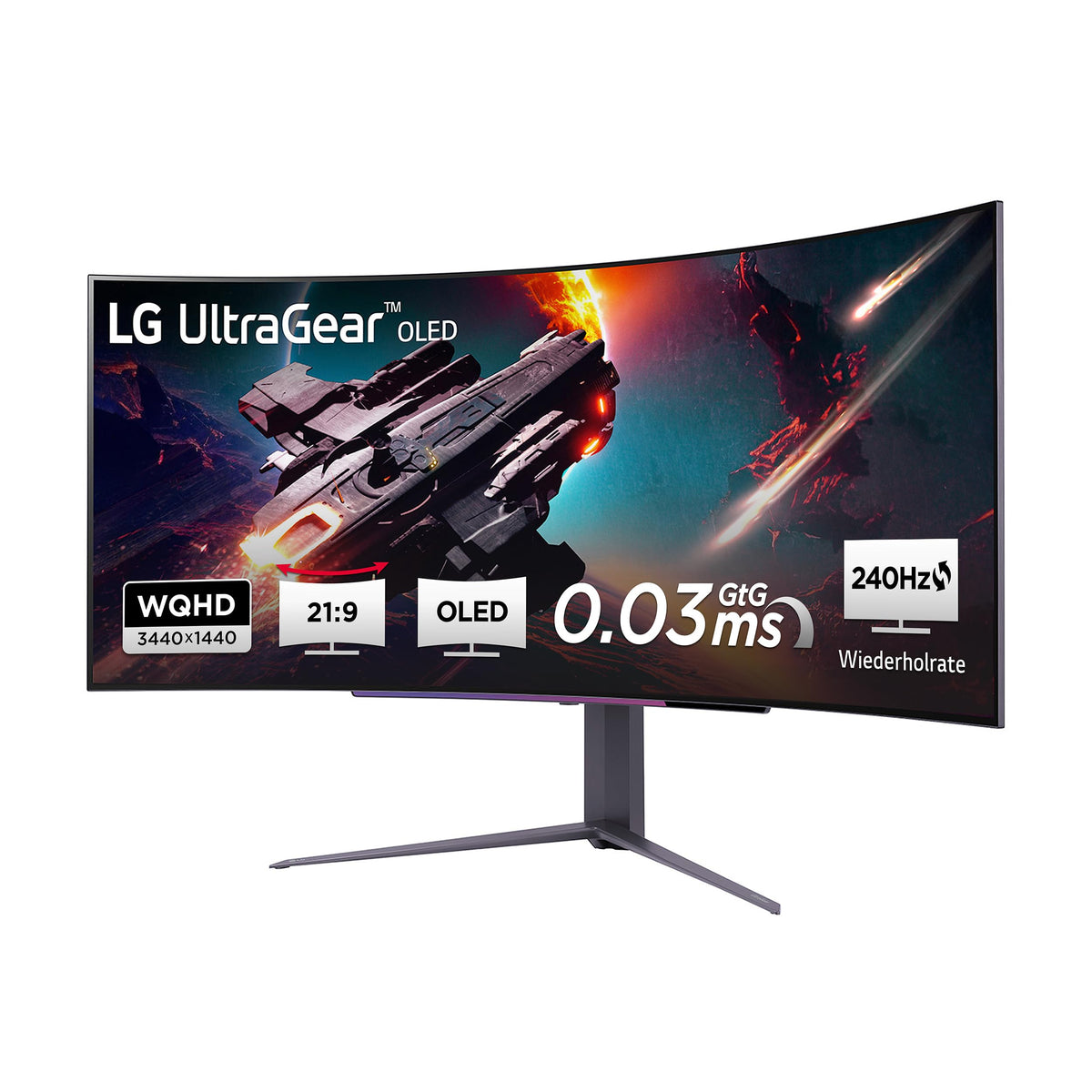LG Ultragear™ 45GS96QB-B.AEU (45 inch) 21:9 Curved 800R UWQHD OLED Gaming Monitor, 240Hz, AMD FreeSync™ Premium Pro, DisplayHDR™ True Black 400, 2X HDMI 2.1, Gri.