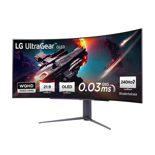 LG Ultragear™ 45GS96QB-B.AEU (45 inch) 21:9 Curved 800R UWQHD OLED Gaming Monitor, 240Hz, AMD FreeSync™ Premium Pro, DisplayHDR™ True Black 400, 2X HDMI 2.1, Gri.