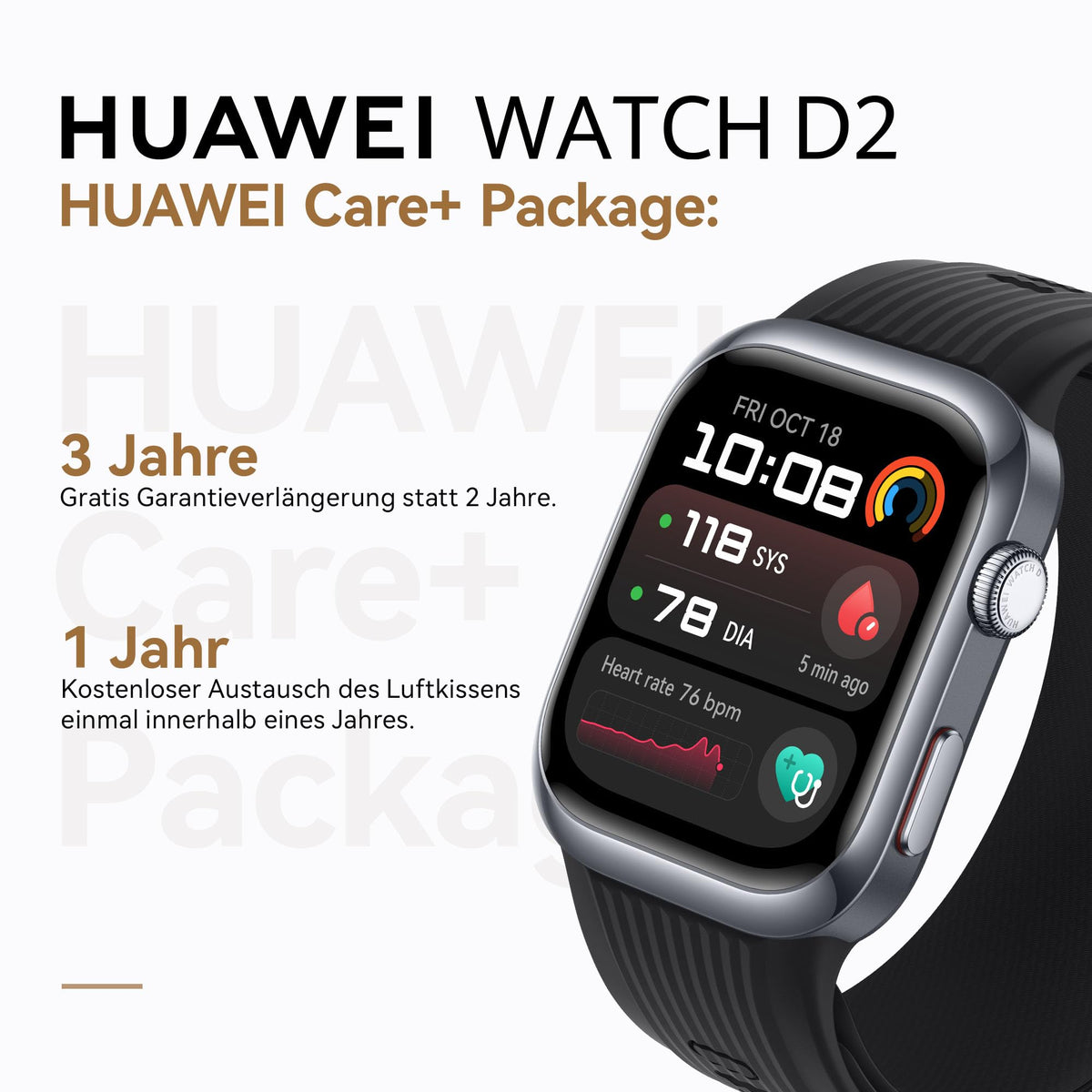 HUAWEI Watch D2 Smartwatch, 1.82" AMOLED display, black - 55020DAC