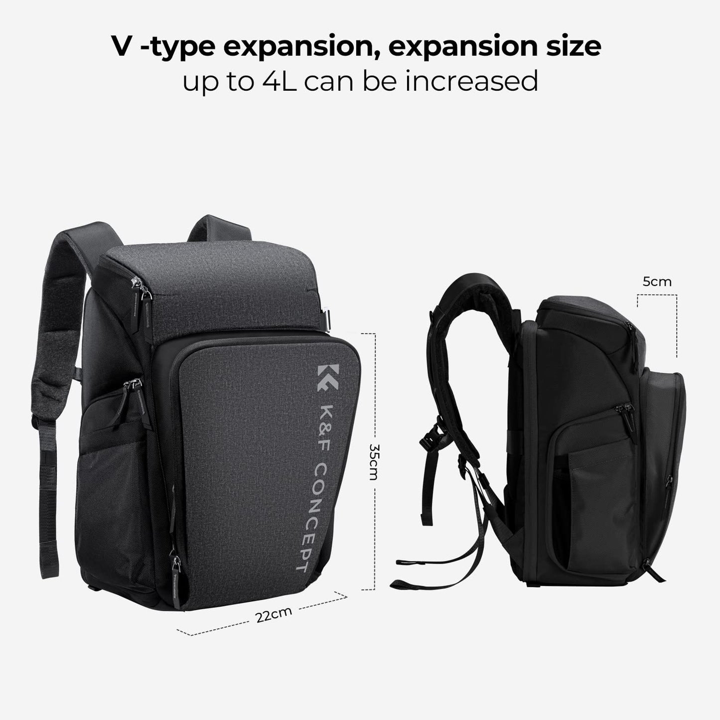 K&F CONCEPT camera backpack, photo backpack for photographers, camera backpack with 15.6 inch laptop compartment, compatible for Canon/Nikon/Sony/DJI Mavic Drone (Alpha Backpack 25L), gray - KF13.128V3