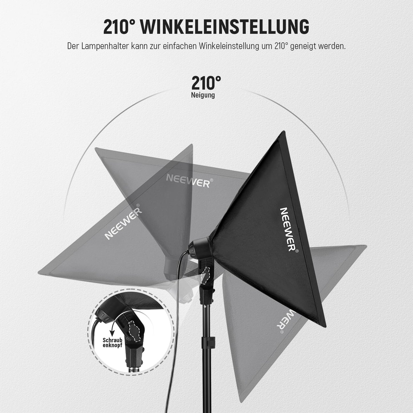 NEEWER softbox lighting set, equivalent to 700W, pack of 3 CE & UKCA certified 5700K LED light bulbs, 24x24 inch softboxes with E27 socket, photography continuous light set, photo studio equipment - 10102773