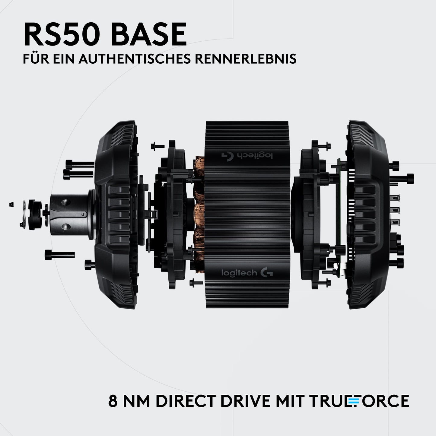 Logitech G RS50 RS50 pedal system: Set for simulated 4-part running - RS50 steering wheel base with 8 Nm direct transmission, RS hub - 941-000158