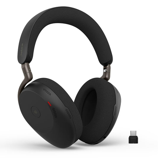 Jabra Evolve3 85 over-ear Bluetooth headset wireless with microphone for office, USB-C, AI voice call, adaptive active noise cancellation, 25h battery, MS Teams certified, black - 38599-999-899