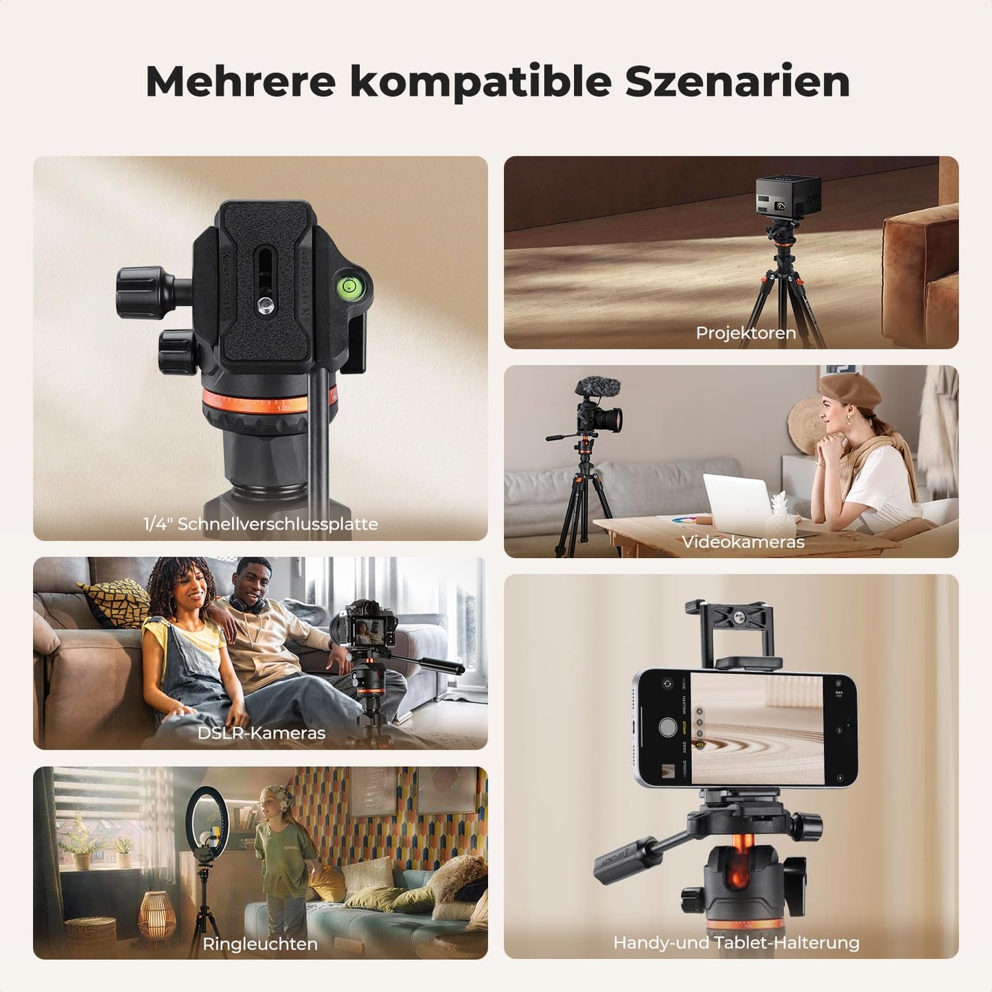 K&F CONCEPT Black 182CM Compact Aluminum Camera Tripod, Portable Travel Video Tripod, Compatible with iPhone, Load Capacity 8KG, Arca-Swiss Ball Head for DSLR and Mirrorless Cameras O234A3+BH-36