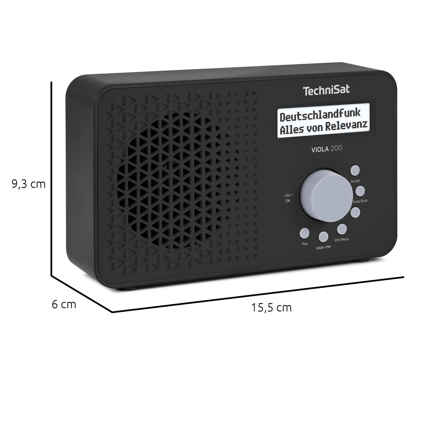 TechniSat Viola 200 - portable DAB+/FM radio (with LCD display, telescopic antenna, favorite memory, headphone jack, mains & battery operation, mono speaker, RDS, PLL) black - 0001/2936