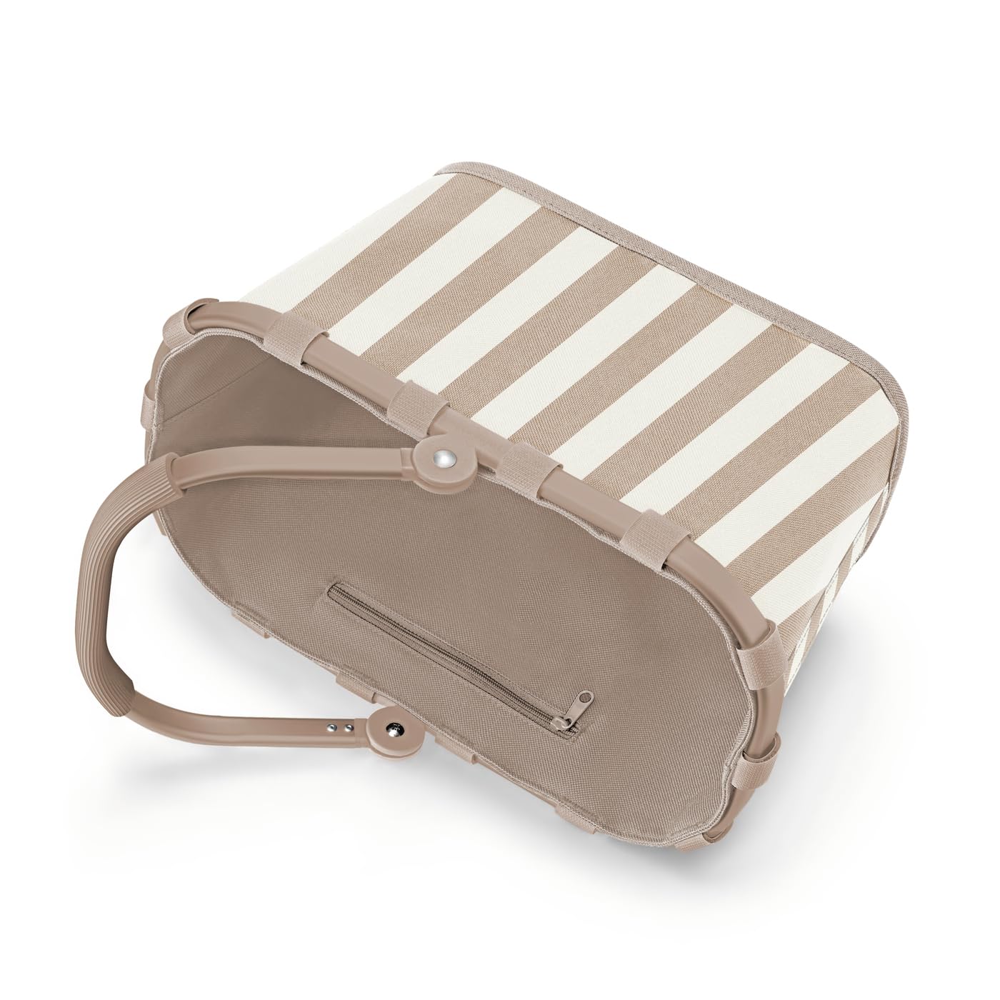 Reisenthel carrybag XS summerstripes coffee – Sturdy shopping basket with practical inner pocket – Elegant and water-repellent design - BN6056