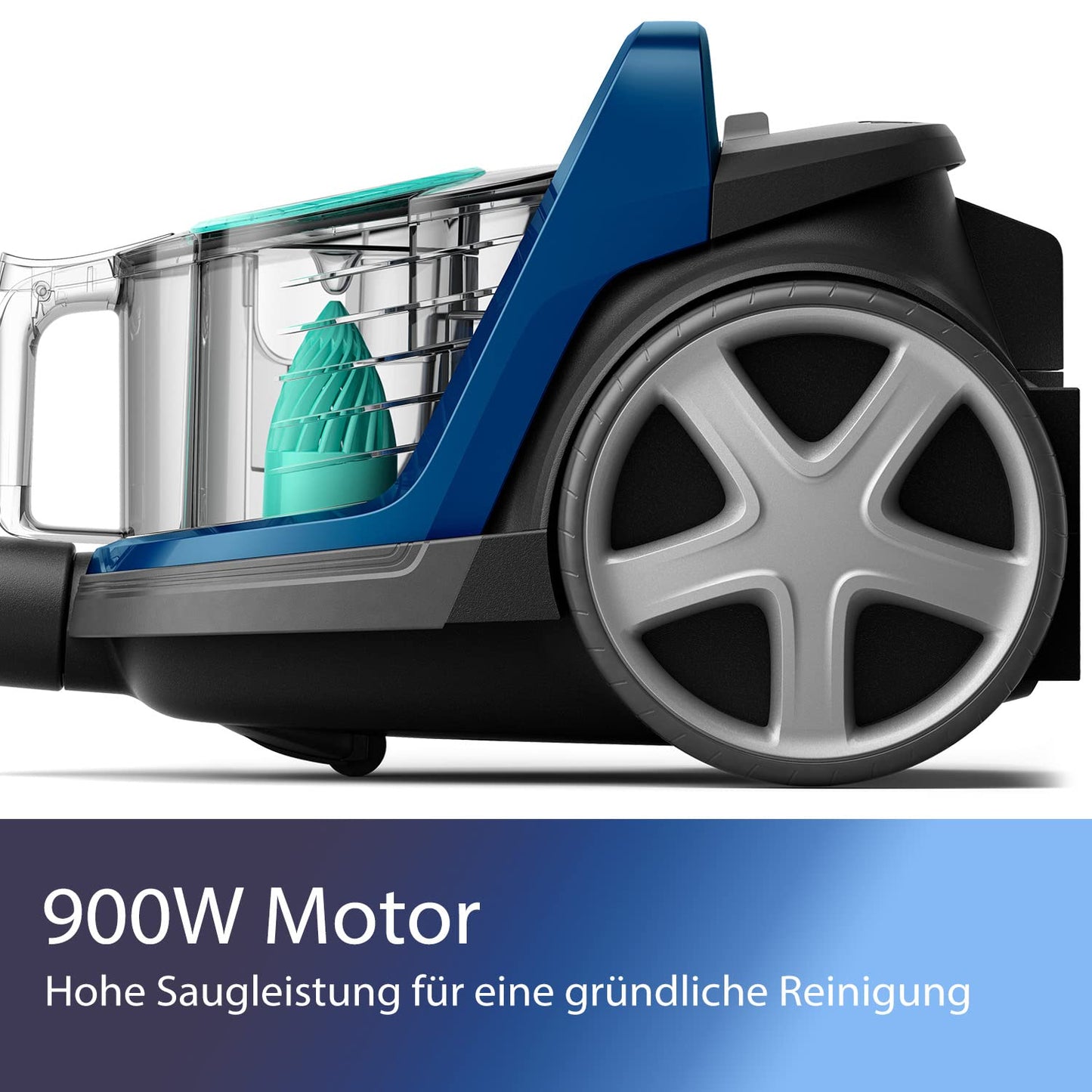 Philips 5000 Series Bagless Vacuum Cleaner - Compact, 900W Suction Power, PowerCyclone 7, TriActive+ LED Nozzle, HEPA Allergy H13 Filter, Multi-Surface Cleaning, Hygienic Emptying (FC9557/09)