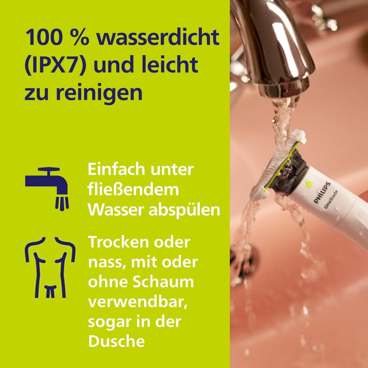 Philips OneBlade Intimate, pentru epilare intimă, tăiere și ras cu protecție suplimentară pentru piele, pentru o rasare temeinică și plăcută – fără a rade complet, model QP1924/30