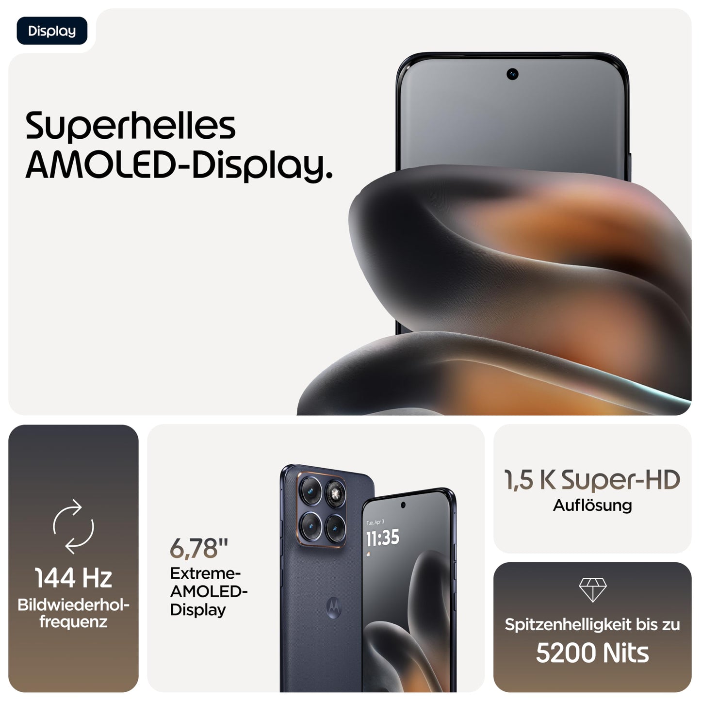 Motorola Edge 70 Fusion Smartphone (Robust 6.78" Super HD+ display thanks to Corning Gorilla Glass 7i, 50 MP camera, 8/256 GB, 5100 mAh, 68W TurboPower charging) Pantone Silhouette - PBBDOOO2SE