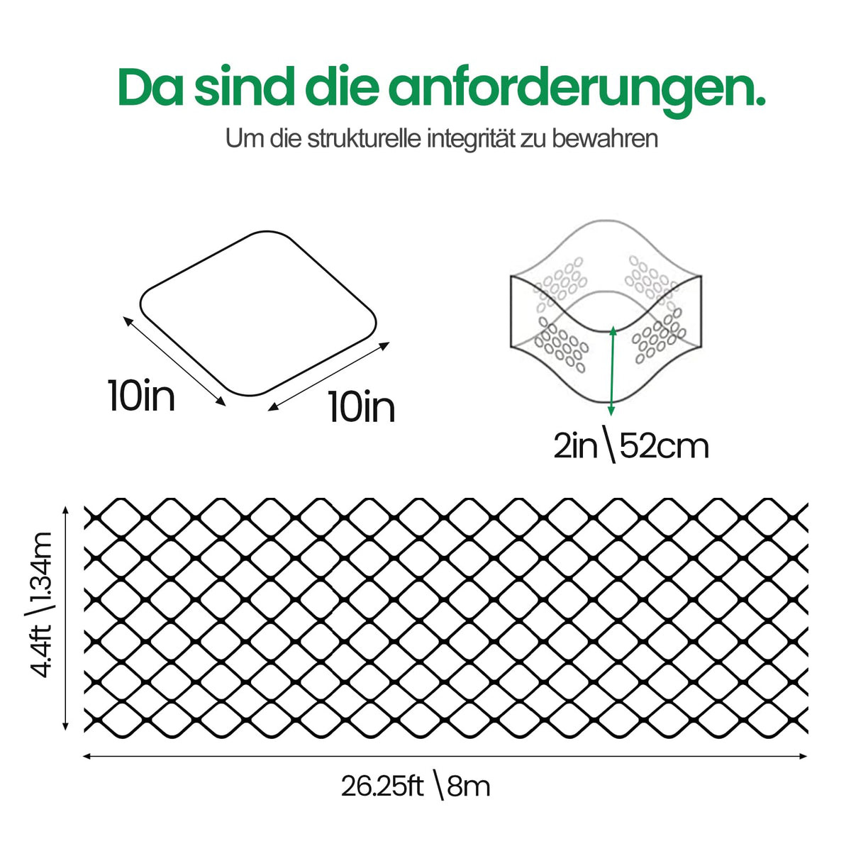 5.1 cm thick gravel grid, 8 m x 1.3 m, robust ground reinforcement grid, flexible and tensile, gravel driveway, stabilization for parking lot, terrace, grass, soil, slopes, garden (8 x 1.3 m) - mt007