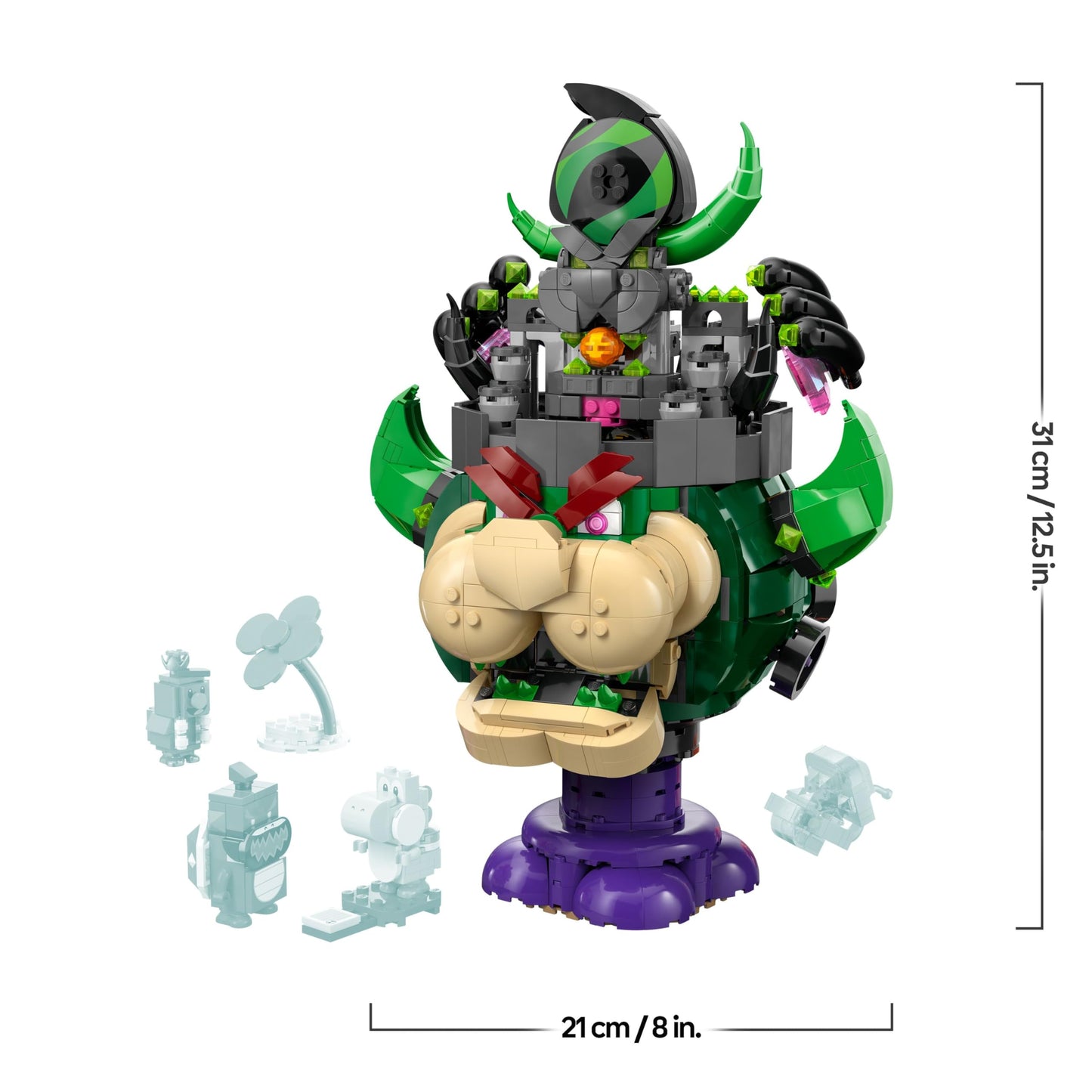 LEGO Super Mario Prince Florian & Castle Bowser - Interactive toy with 4 figures - Pink Yoshi & stand for playing and displaying - Gamer gift for boys and girls aged 9 and up - 72042