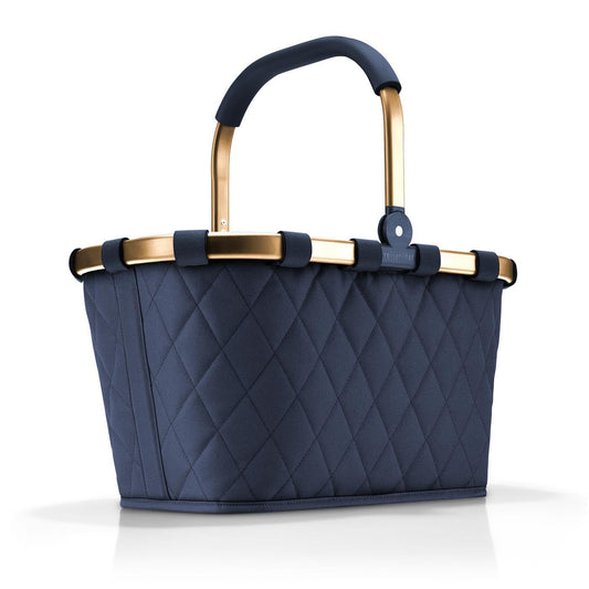 Reisenthel carrybag frame rhombus midnight gold – Coș de cumpărături stabil cu mult spațiu de depozitare și buzunar interior practic – Design elegant și hidrofug - BK4111