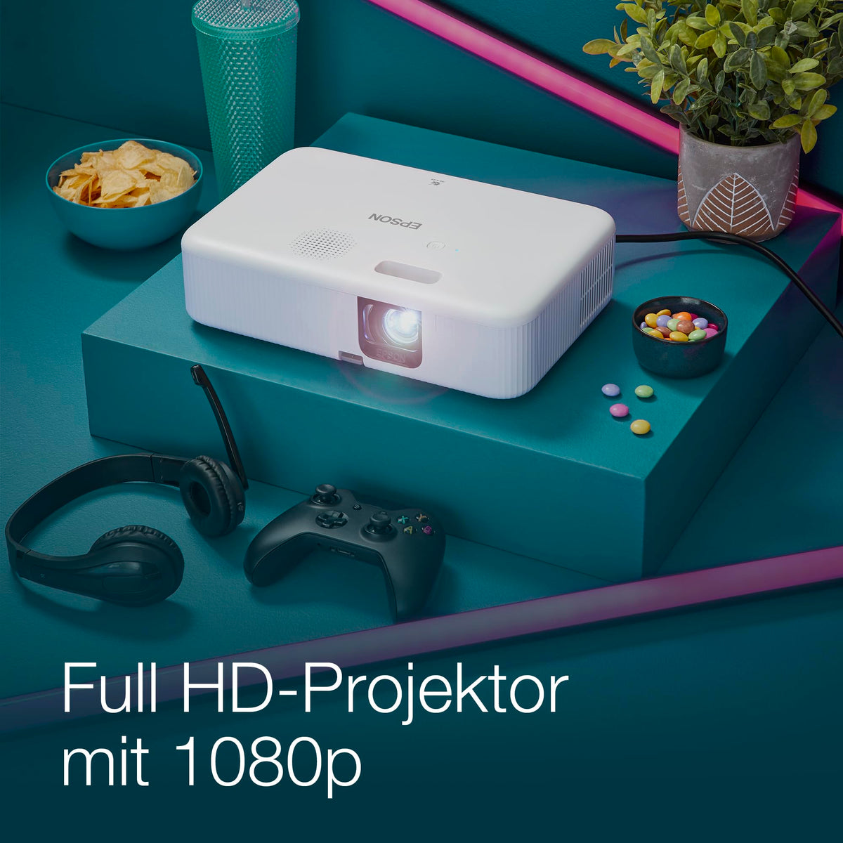 Epson CO-FH02 | Full HD 1080p Smart TV Projector | Android TV | 3LCD | 3,000 ANSI Lumens | 391" Projection Size | Easy Setup | Keystone Correction | HDMI | For Home and Office | White - V11HA85040