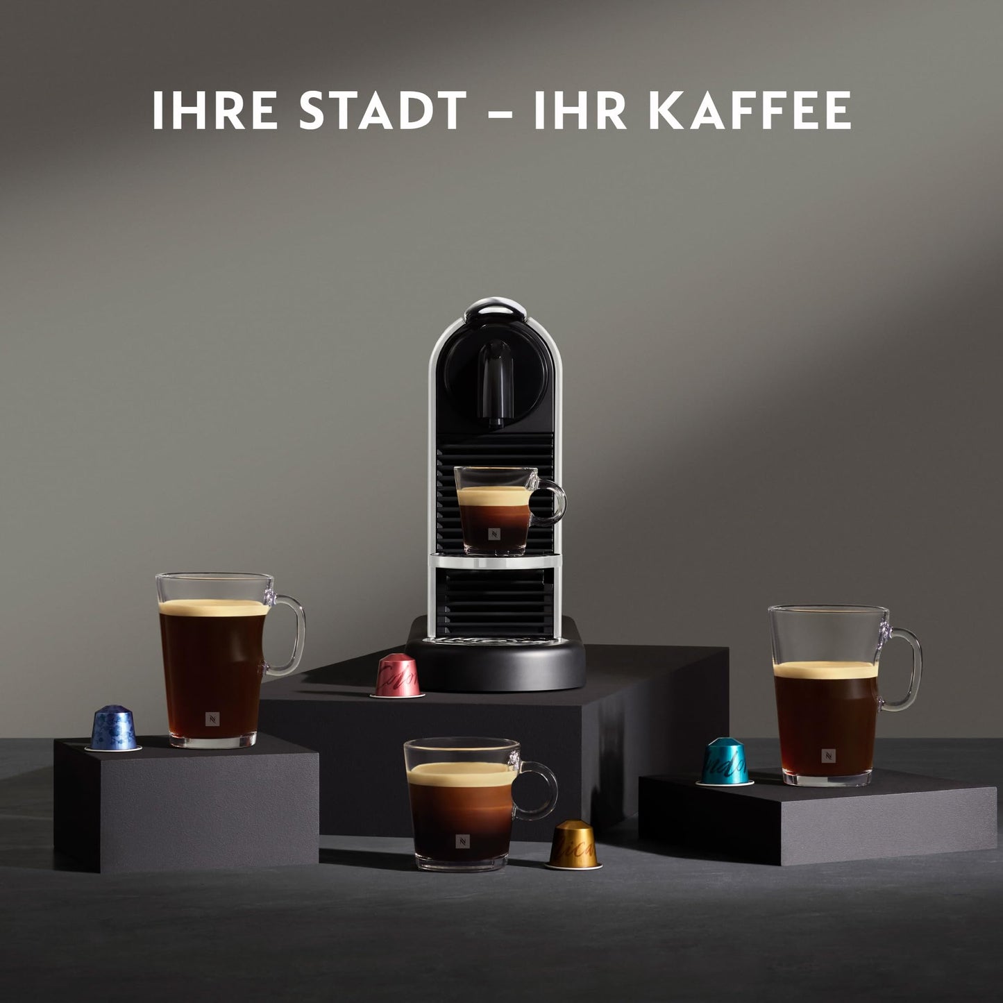 NESPRESSO DE’LONGHI CitiZ Platinum Titan Original Capsule Machine | 4 cup sizes | Hot water function for Americano | automatic shutdown | 19 bar pressure | Coffee machine EN220.T