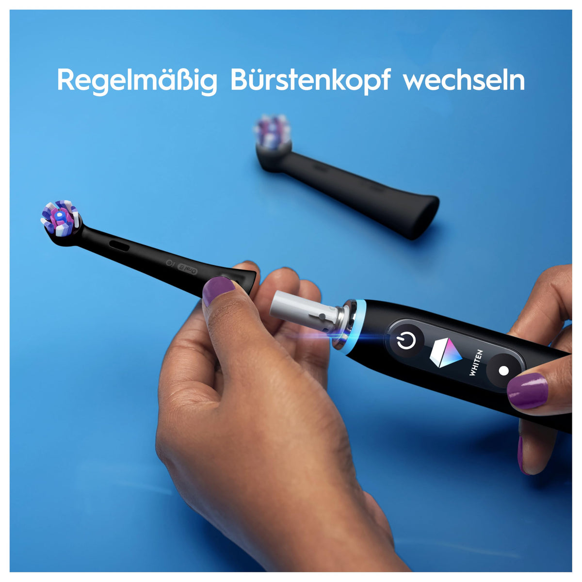 Oral-B iO Radiant White Replacement Brush Heads for Electric Toothbrush, 6 pieces, whitening tooth cleaning, original brush head for Oral-B iO toothbrushes, mailbox-friendly packaging, Black - 8006540854587