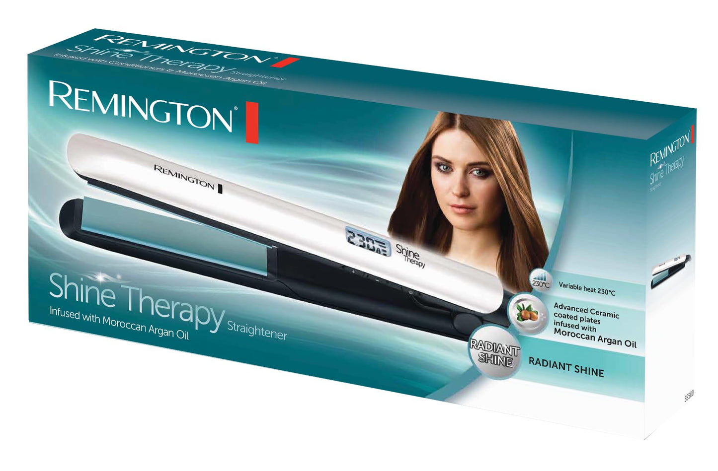 Remington Shine Therapy straightener (high-quality ceramic coating enriched with micro-active ingredients for more shine - Moroccan argan oil & vitamin E) LCD display, 150-230°C, hair straightener S8500 - 45347540100