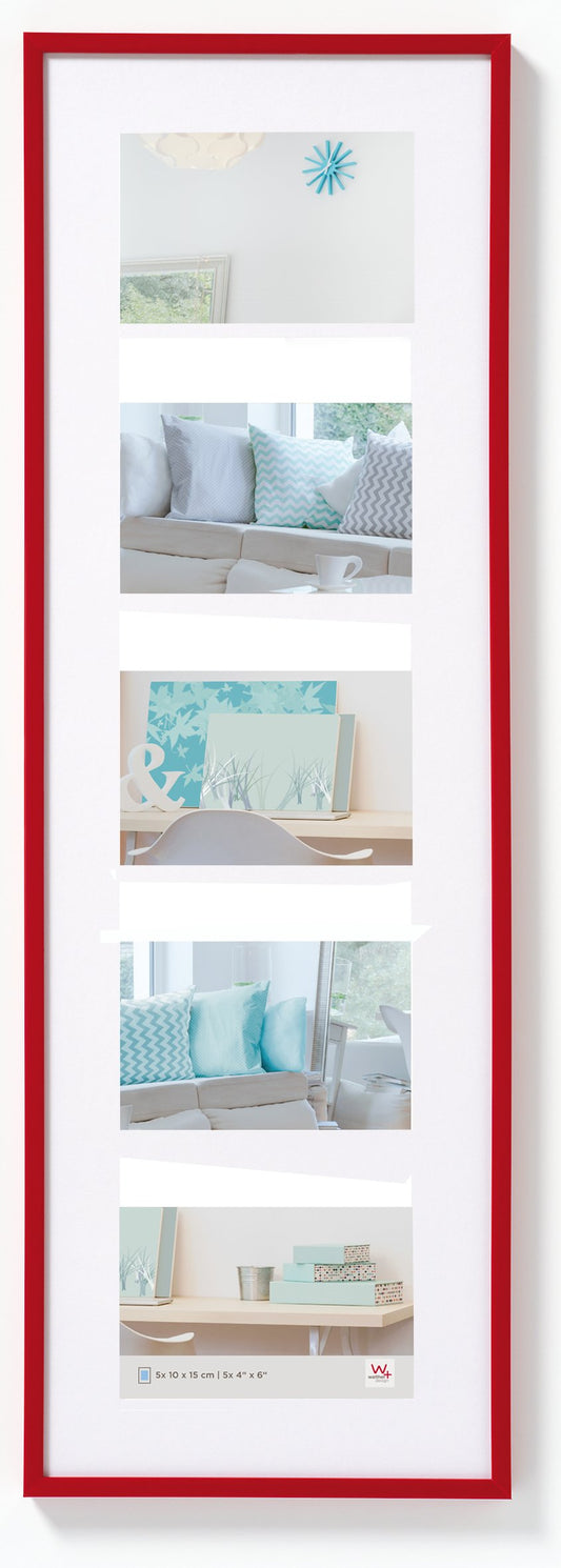 walther design picture frame red 5X 10x15 cm gallery with passe-partout, New Lifestyle plastic frame KV515R