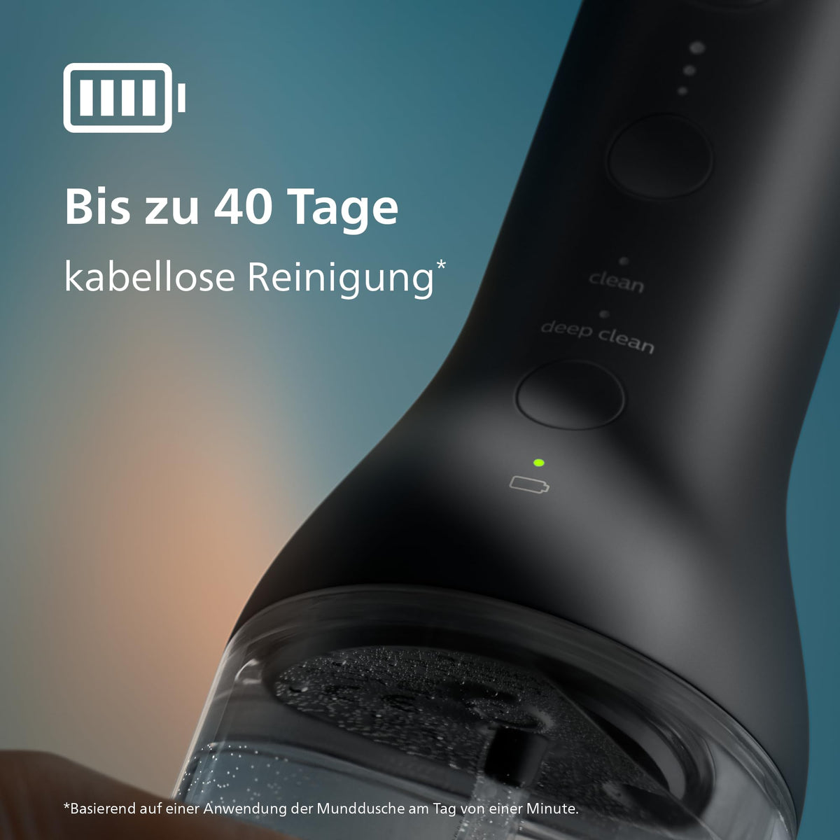 Philips Sonicare kabelloser Power Flosser 3000 Munddusche, Wasser-Flosser pentru dinți, gingii și îngrijirea dentară, în negru (Model HX3826/33)