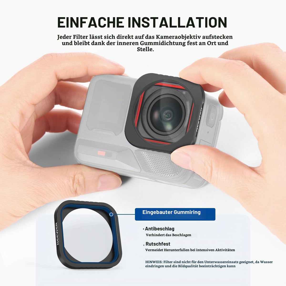 NEEWER 10X Makro Objektiv Kompatibel mit Insta360 Ace Pro/Ace Pro 2 Action Cam, Nicht kompatibel mit der aktualisierten Version des neu gestalteten runden achteckigen Objektivschutzes, LS-C40 - 10107112