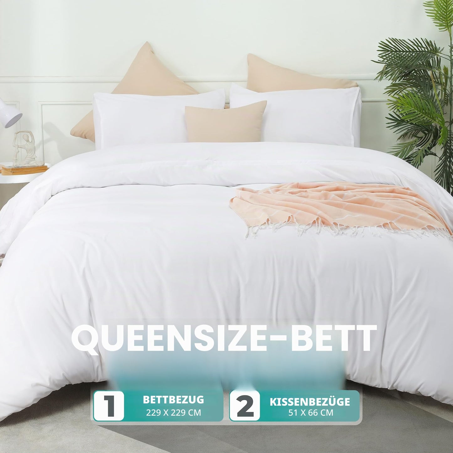Utopia Bedding Duvet Cover Set with Pillowcases - 3 Piece Zipper Bedding Set - 1 Duvet Cover with 2 Pillowcases - Soft Brushed Microfiber (Queen, White) - UBMICROFIBERLWDUVETKINGWHITE