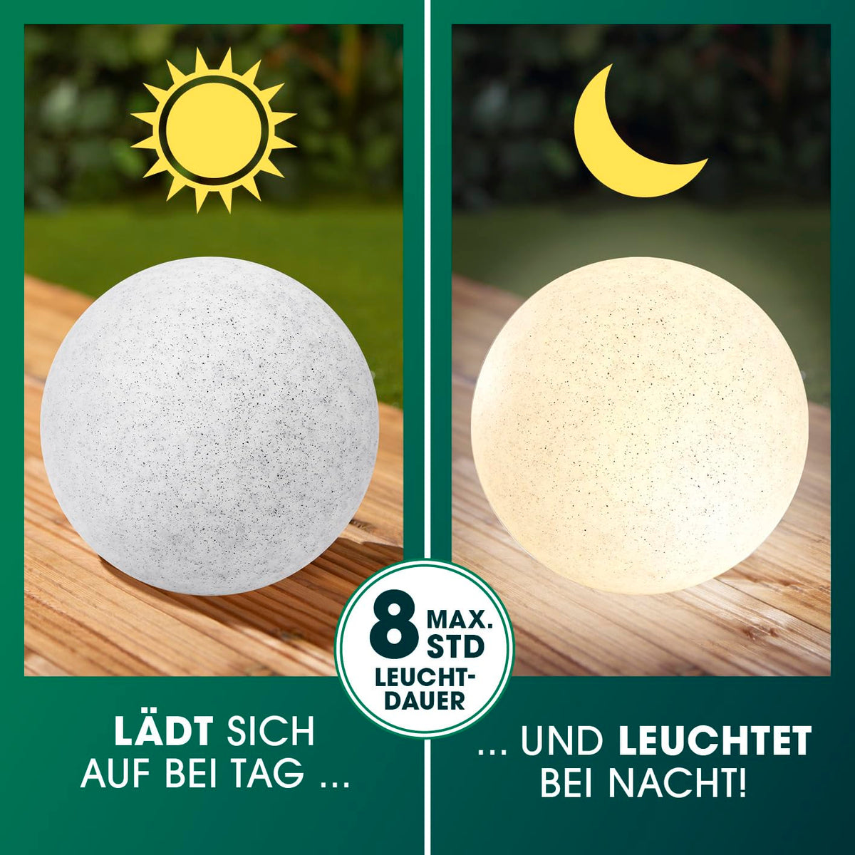EASYmaxx Lampa solară cu schimbare de culoare | Lampa solară LED cu aspect de piatră | Bilă solară rezistentă la intemperii | Bilă solară cu telecomandă | Lumină solară cu țăruș de pământ | Aspect de piatră gri alb - 19677