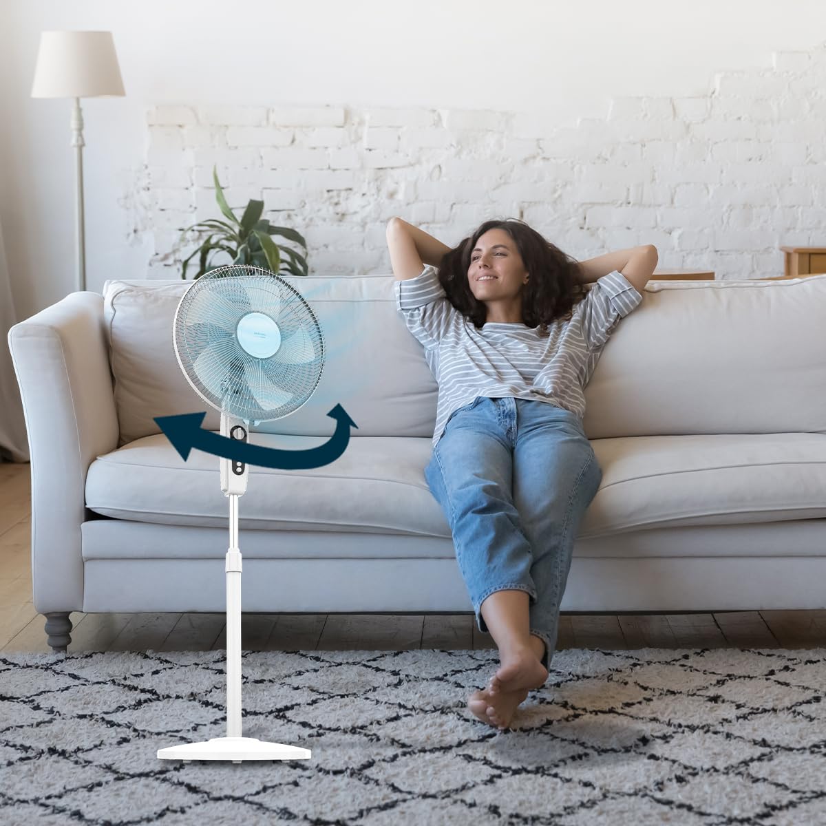 Cecotec pedestal fan EnergySilence 515 MaxFlow White. 45 watts of power, 40 cm diameter, 3 speed levels, oscillation, 1-hour timer and base up to 135 cm for room ventilation - A90_EU01_008297
