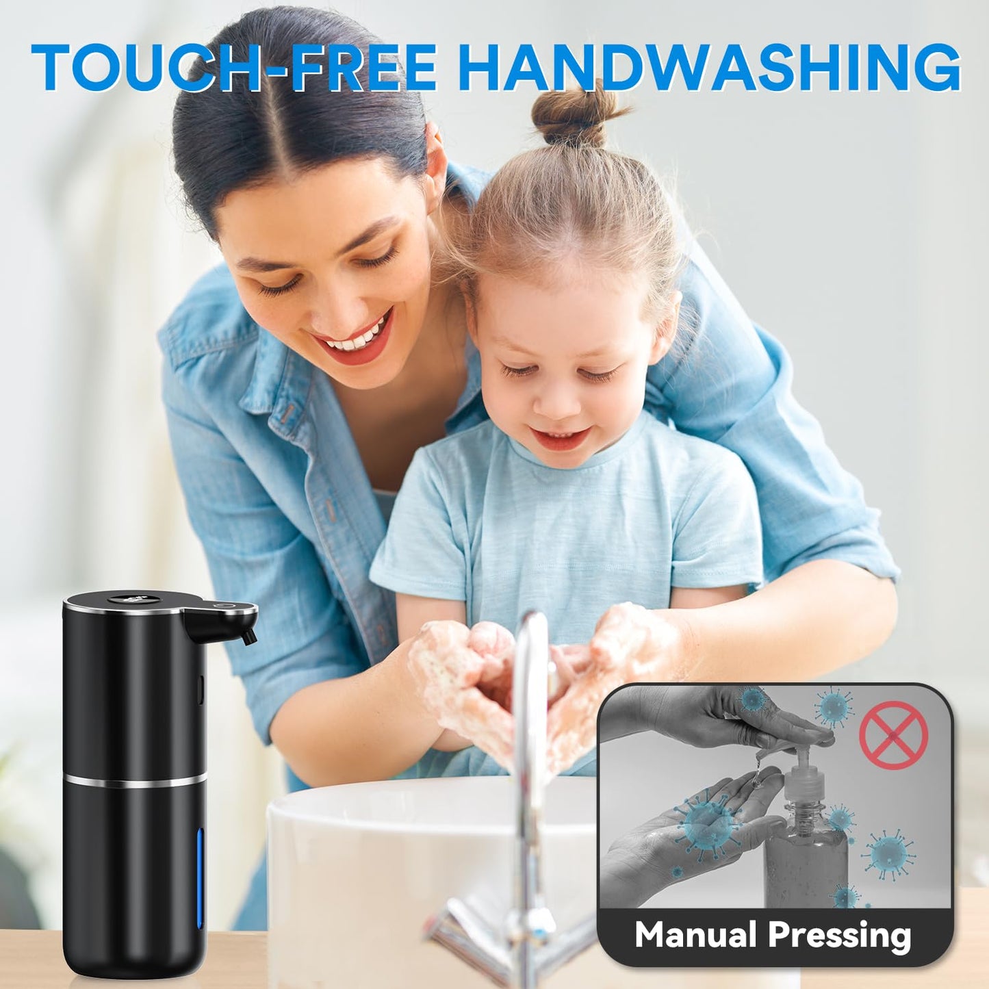 Soap dispenser automatic with digital display, 380 ml electric soap dispenser with sensor, wall mounting, contactless, USB rechargeable IPX5 waterproof for bathroom, kitchen - P18