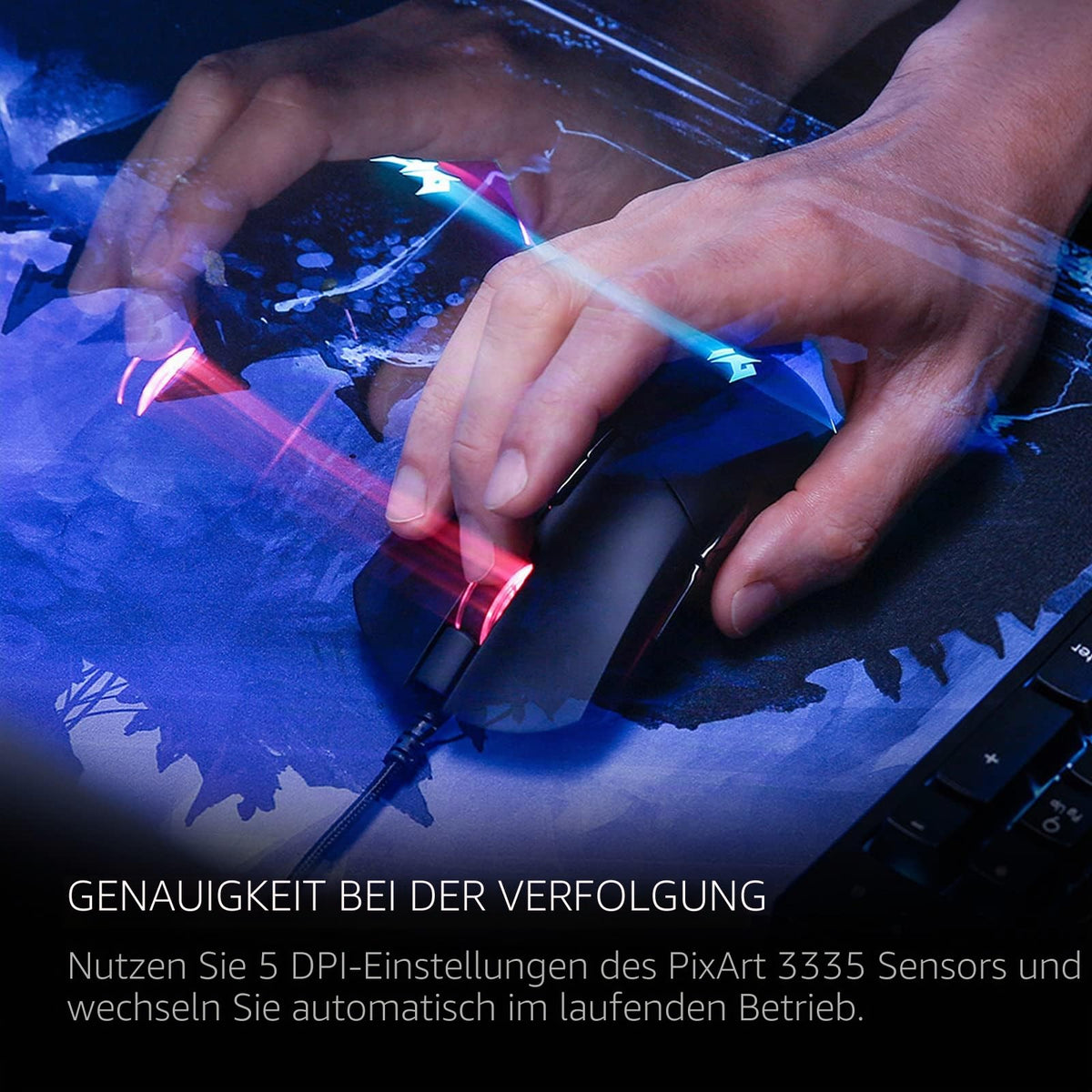 Acer Predator Cestus 330 Mouse de gaming cu senzor PixArt 335, setări DPI ajustabile, 16,8 milioane de combinații de iluminare RGB și NVIDIA Reflex. - PMW920