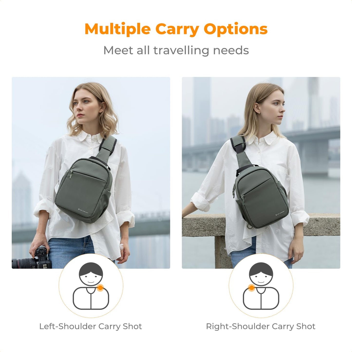 K&F CONCEPT camera bag, camera sling bag, shoulder bag, photo backpack, small, waterproof camera backpack, adjustable shoulder strap, camera backpack for DSLR/SLR camera lens - JPKF13.171V2US