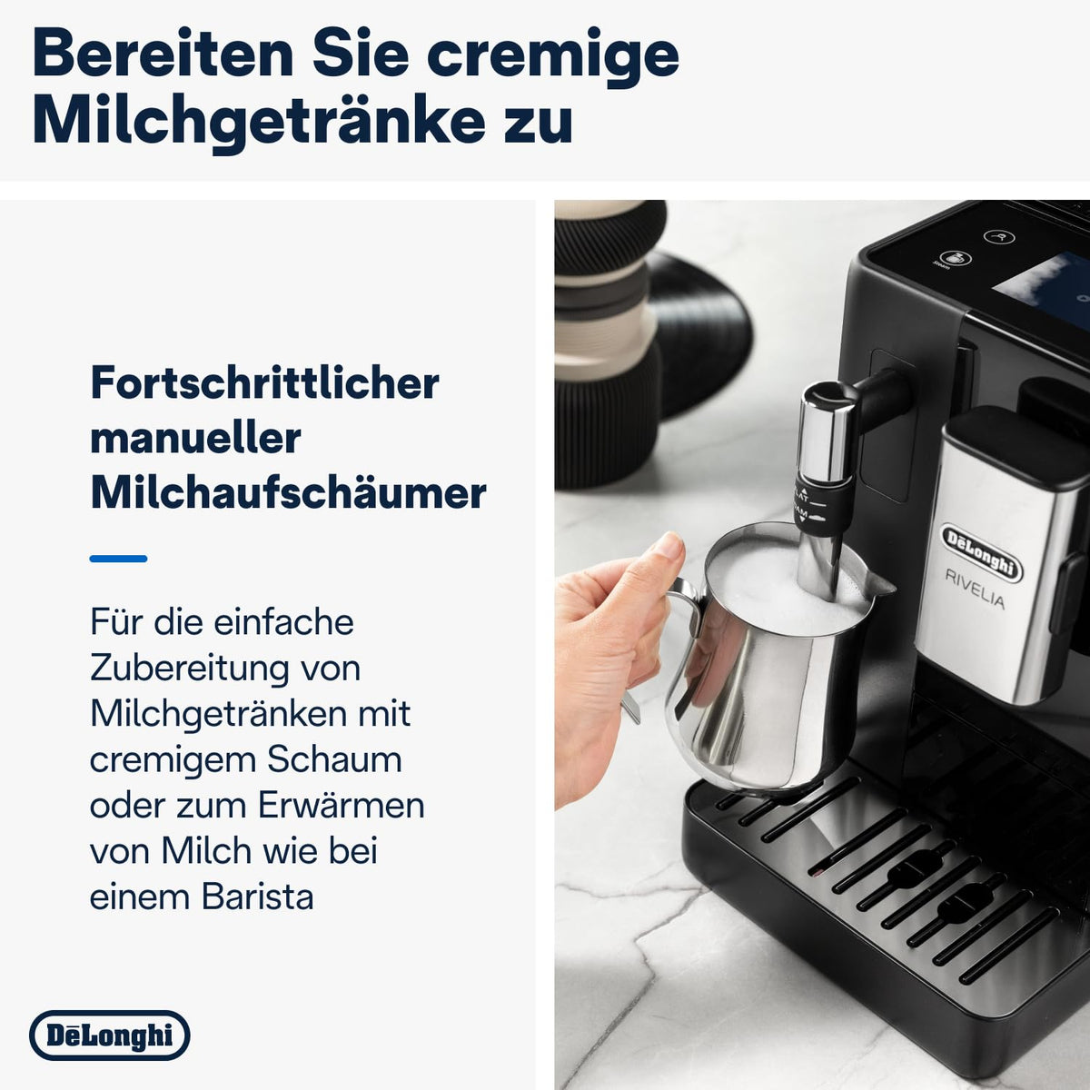 De'Longhi Rivelia - aparat de cafea complet 8 băuturi negru - EXAM44035B