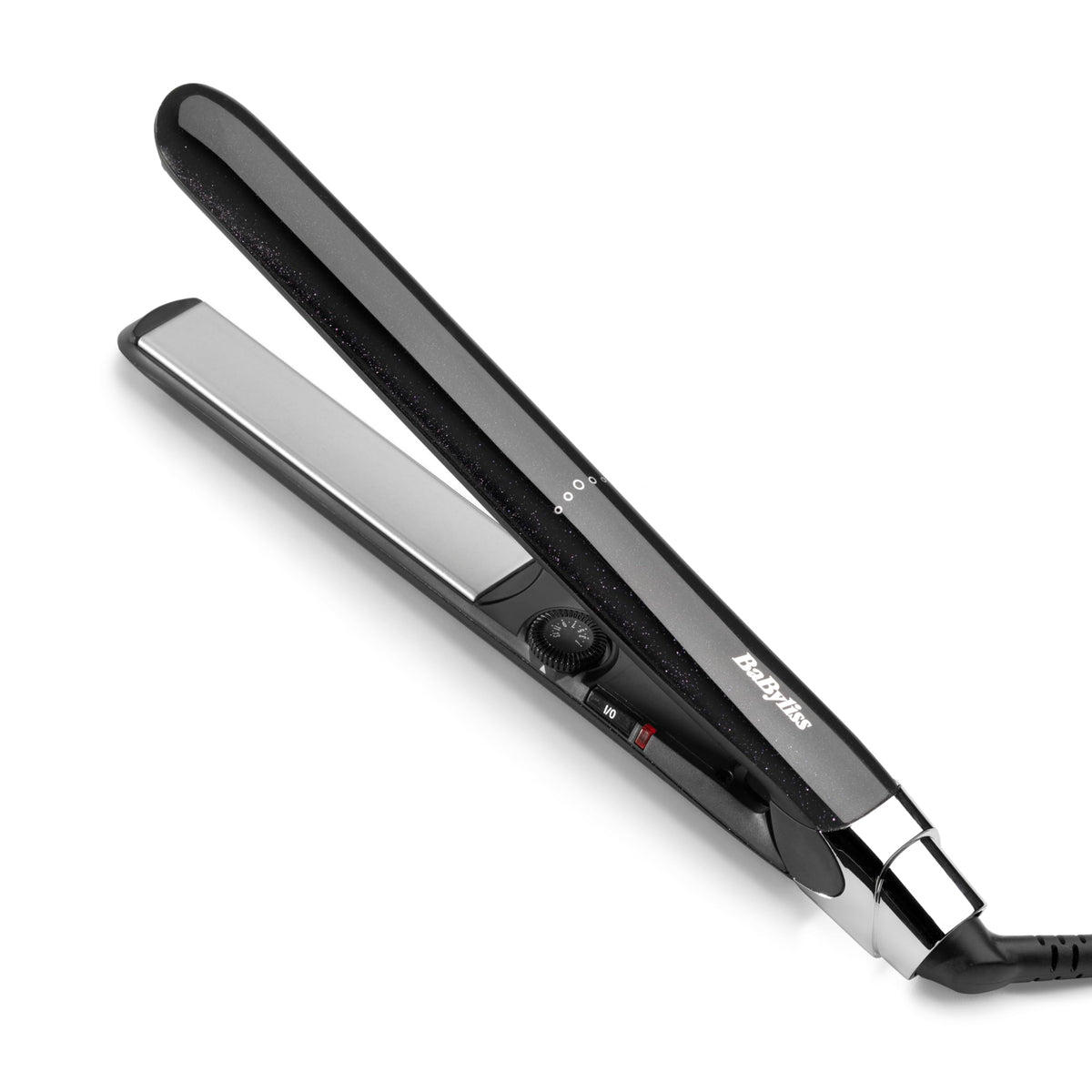 BaByliss Midnight Shine Hair Straightener, hair straightener with titanium-ceramic plates, extra long styling plates, 13 temperature settings (170–235°C), quick heat-up, anti-frizz shine finish, ST590E