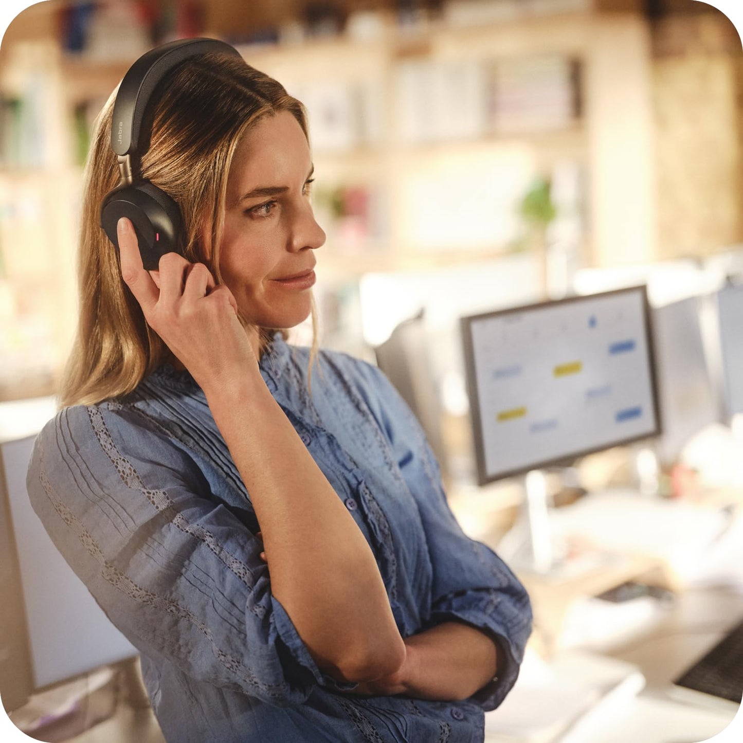 Jabra Evolve3 75 on-ear Bluetooth headset wireless with microphone for office, USB-C, AI voice call, advanced active noise cancellation, 22h battery, MS Teams certified, black - 37599-999-899