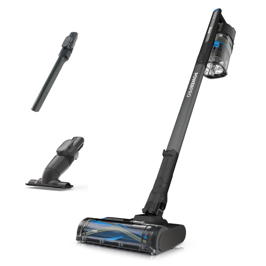Shark PowerPro cordless vacuum cleaner, free-standing, up to 50 minutes running time, wireless, bagless, for pet hair, allergy sufferers, carpet and hard floors, with LED light and articulated tube, IZ370EU